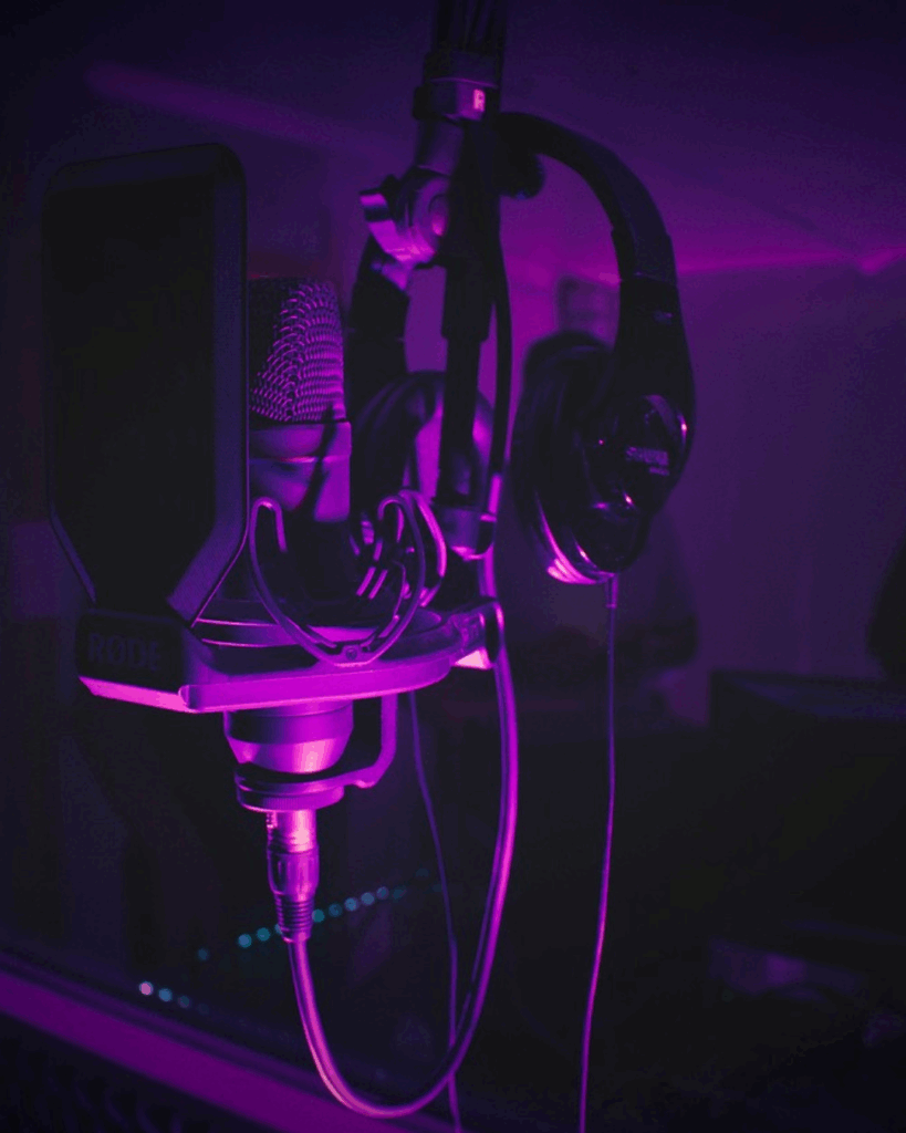music studio mike and headphone
