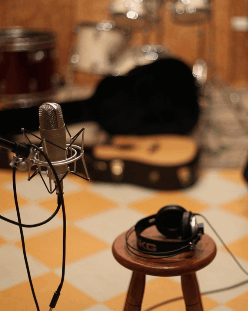 music studio guitar playing